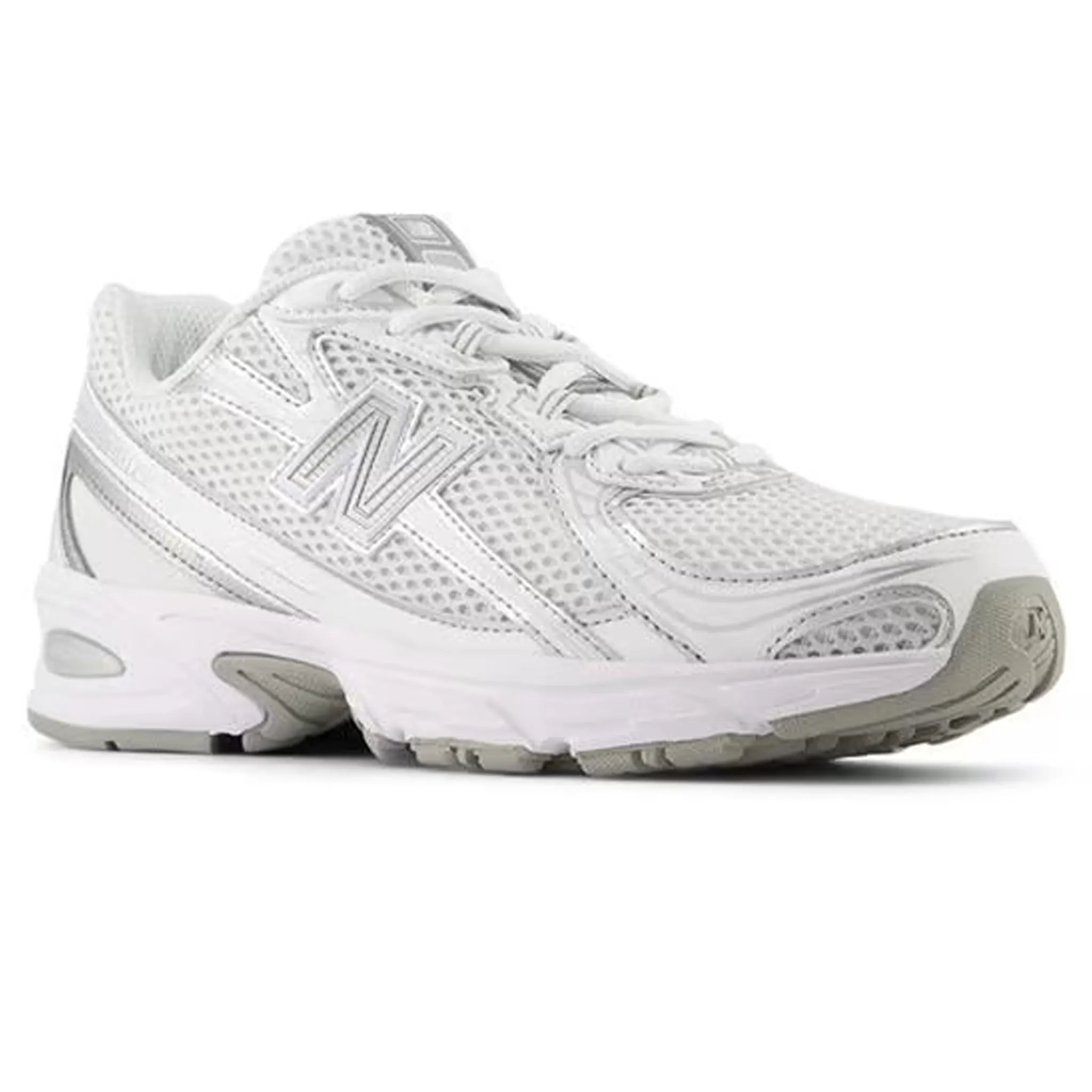 Front side view of New Balance 740v2 White Silver Reflection (W)